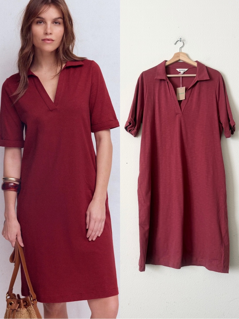 NWT Boden SIZE 14 LONG Tilda Jersey T-shirt dress in Rich Chestnut